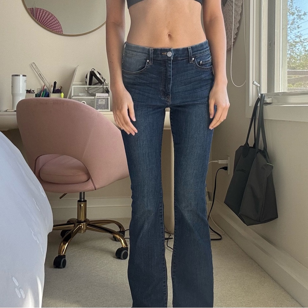 &Denim High Waist Mini Flare Jeans - Light Blue